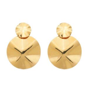 Brinco Dourado Orgânico Dois Círculos Amassados
