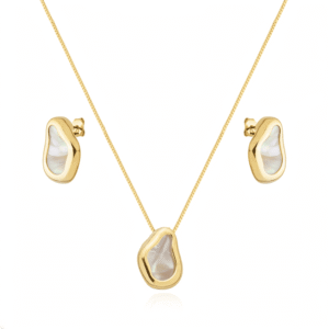 Conjunto Dourado Formato Orgânico Madrepérola