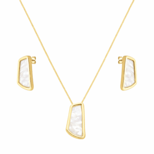 Conjunto Dourado Estilo Orgânico Madrepérola