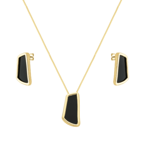 Conjunto Dourado Estilo Orgânico Preto