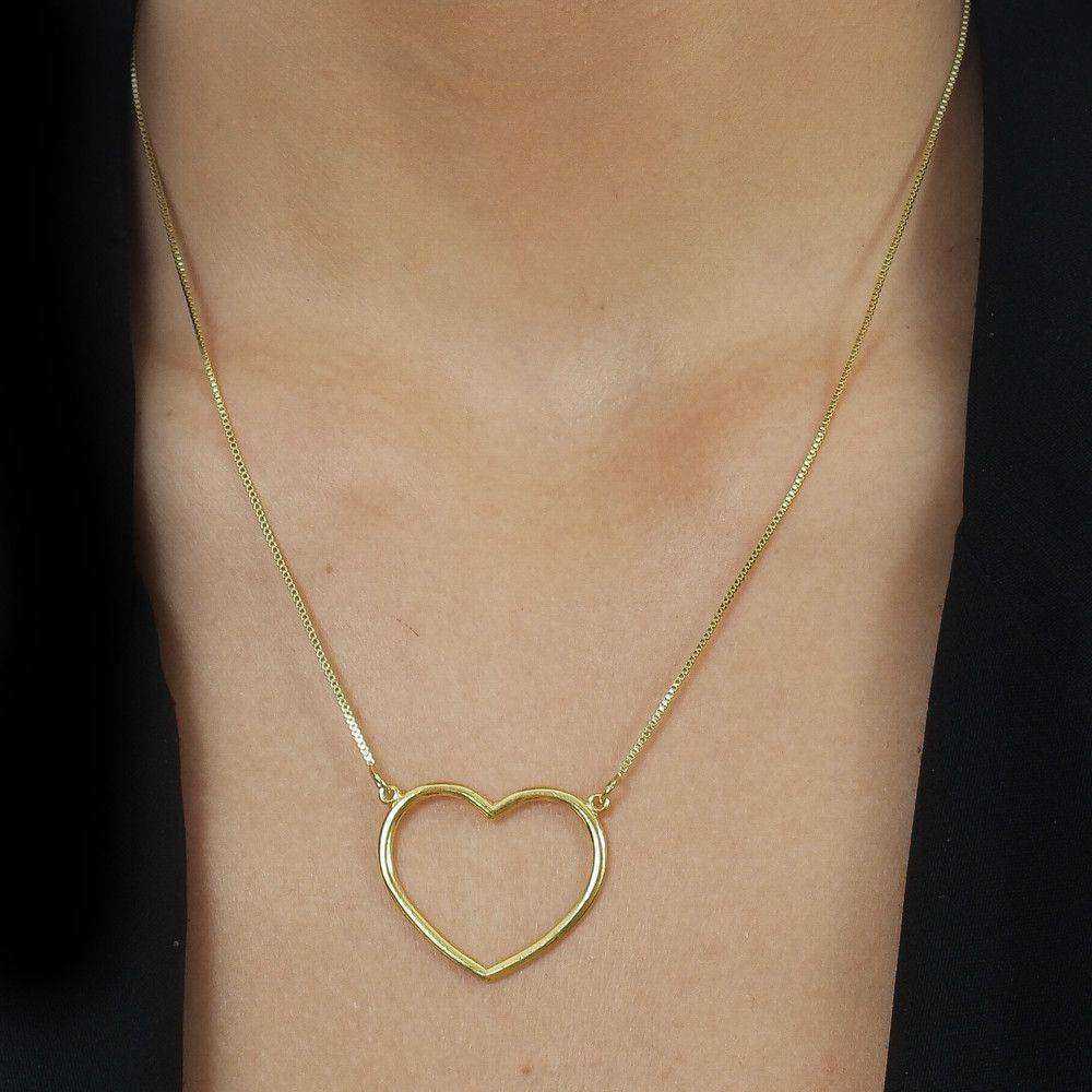 Colar Dourado de Coração Vazado Arco - Imagem 2