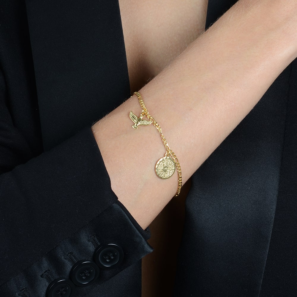 Pulseira Dourada Religiosa Pai Nosso e Espírito Santo - Imagem 2