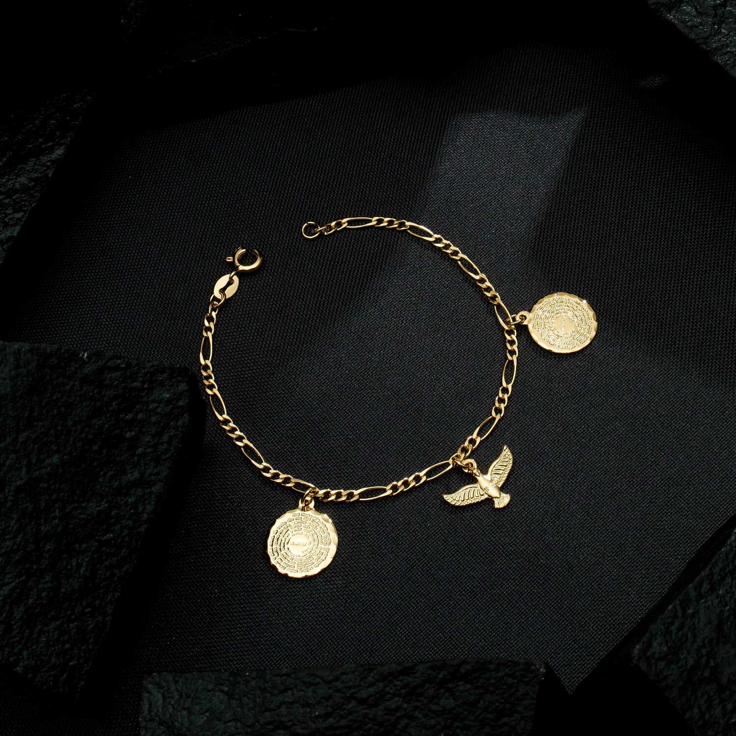 Pulseira Dourada Religiosa Pai Nosso e Espírito Santo - Imagem 3