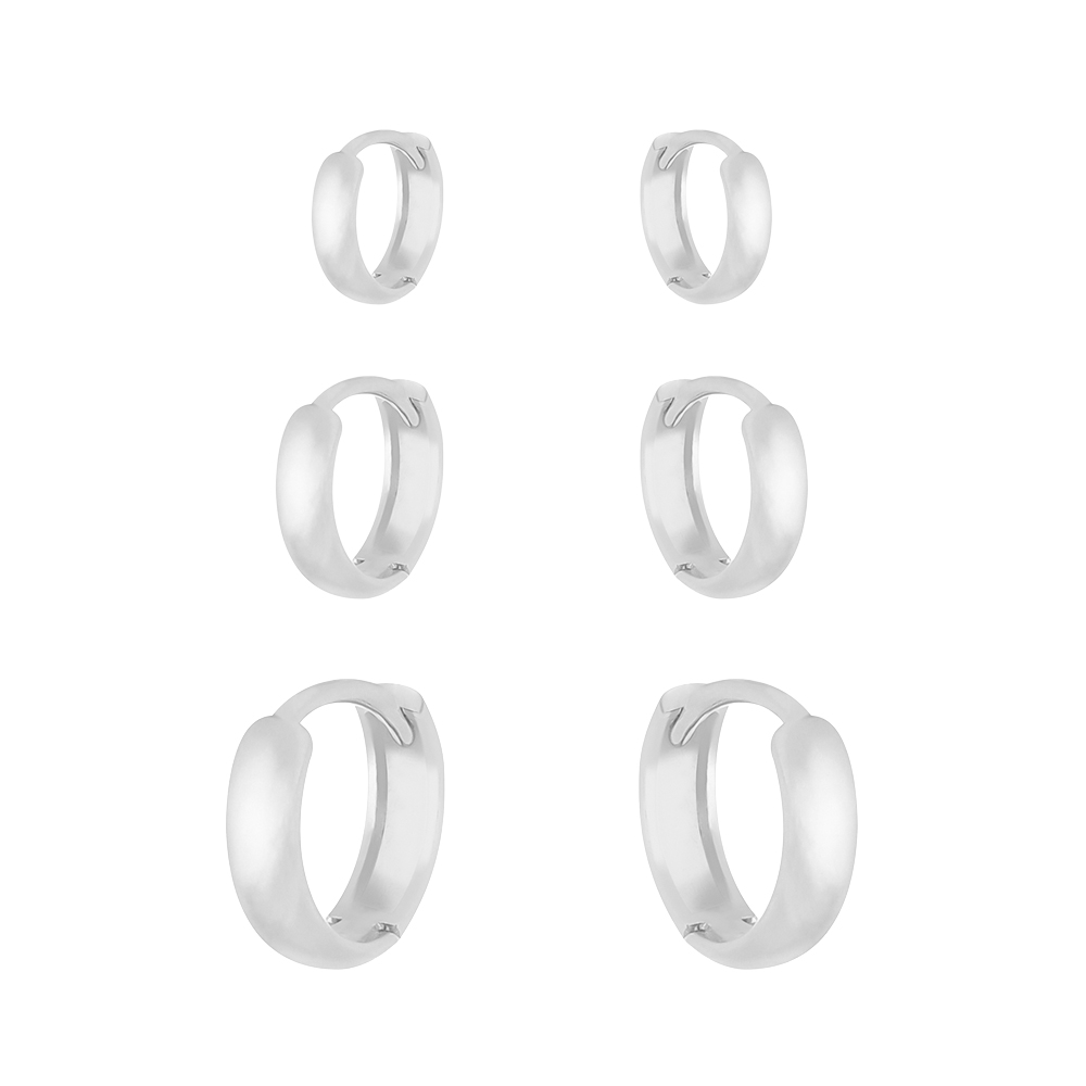 Trio de Argolas Lisas em Prata 925