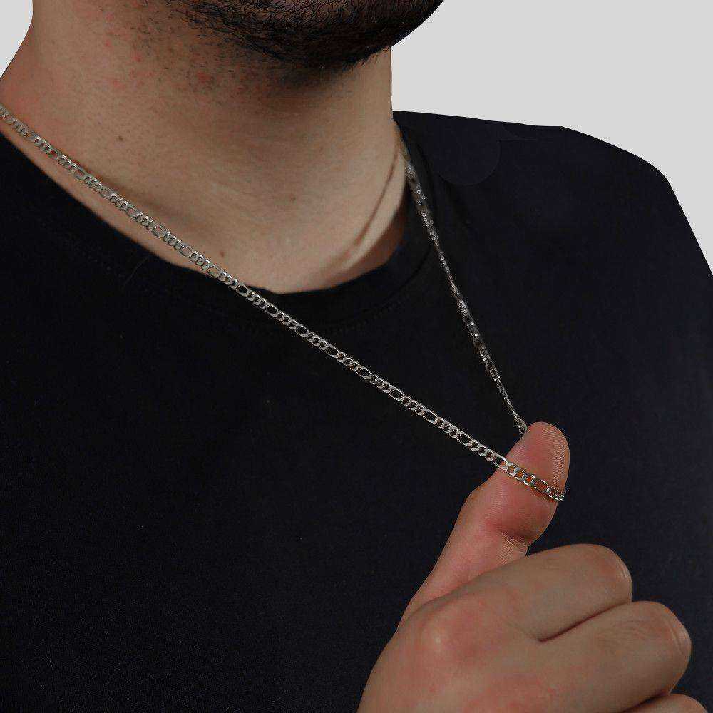 Corrente Prateada Masculina Elo 3 por 1 - 3mm - Imagem 2
