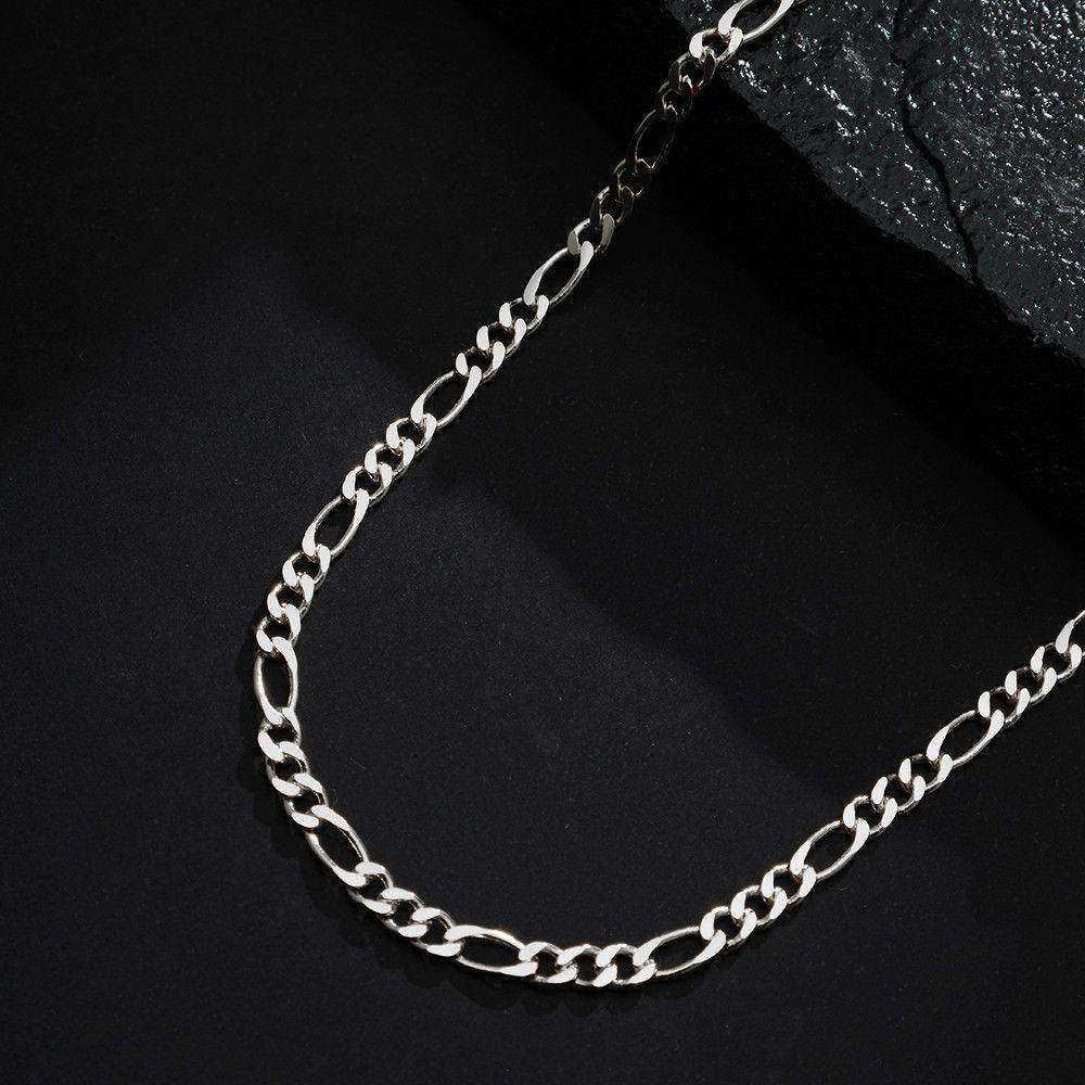 Corrente Prateada Masculina Elo 3 por 1 - 3mm - Imagem 3