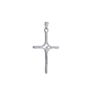 Pingente Prateado Crucifixo Minimalista