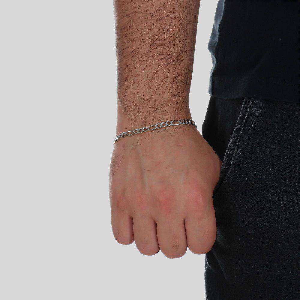 Pulseira Prateada Masculina Elo 3 por 1 - 5mm - Imagem 2
