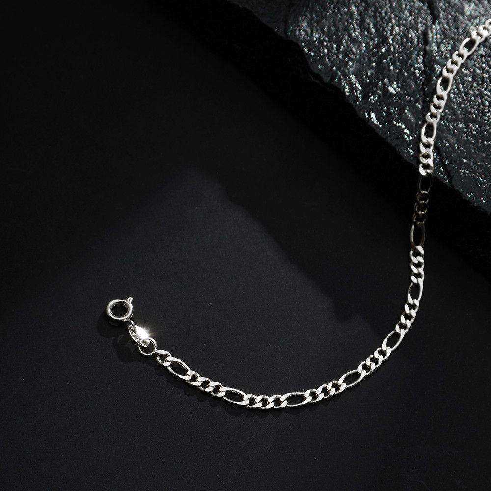 Pulseira Prateada Masculina Elo 3 por 1 - 4mm - Imagem 3