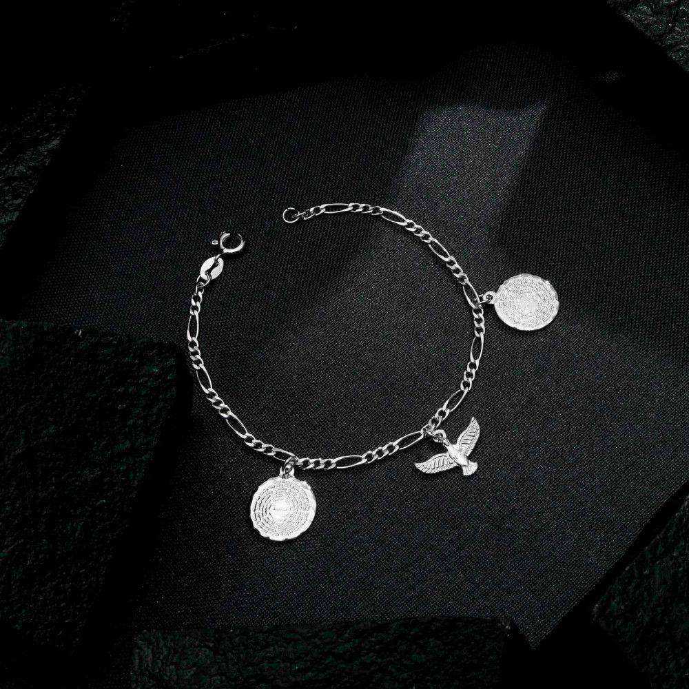 Pulseira Prateada Religiosa Pai Nosso e Espírito Santo - Imagem 3